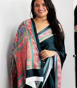 Black ethnic motifs satin saree