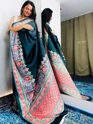 Black ethnic motifs satin saree 2