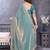 Blue embroidered border satin saree with matching blouse piece