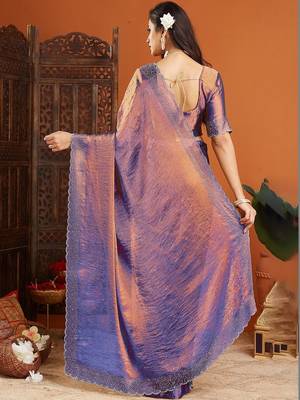 Multicolor embellished beads and stones organza heavy work saree 4