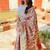 Cream ethnic motifs woven design zari pashmina banarasi saree