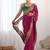 Maroon bandhani embroidered pure georgette saree with blouse