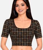 Black cotton spandex bandani printed stretchable readymade saree blouse