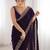 Purple embellished sequinned silk blend heavy work saree