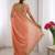 Peach embellished zari silk blend heavy work saree
