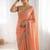 Peach embellished zari silk blend heavy work saree