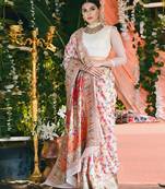 Cream floral printed zari art silk kanjeevaram saree