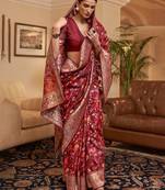 Maroon woven design zari art silk kanjeevaram saree