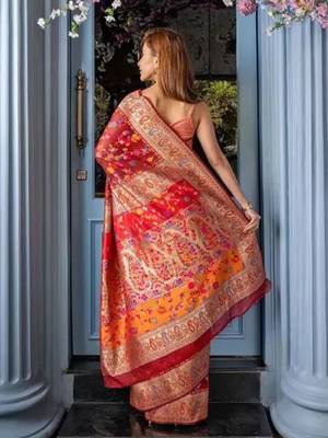 Maroon woven design zari art silk kanjeevaram saree 3