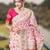 Cream floral woven design zari pashmina banarasi saree