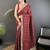 Red bandhani embroidered silk blend designer bandhani saree