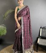 Maroon bandhani sequinned silk blend designer bandhani saree