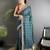 Teal embroidered silk blend heavy work bandhani saree