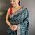 Teal embroidered silk blend heavy work bandhani saree