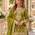 parrot green chinon readymade suit with embroidery & sequence work
