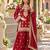 Red chinon readymade suit with embroidery & sequence work