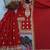 Red chinon readymade suit with embroidery & sequence work