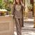 Brown silk blend readymade 2 piece set with embroidery & beads work