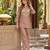 Peach silk blend readymade 2 piece set with embroidery & beads work