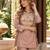 Peach silk blend readymade 2 piece set with embroidery & beads work