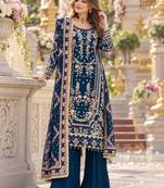Navy georgette readymade suit with embroidery & sequence work