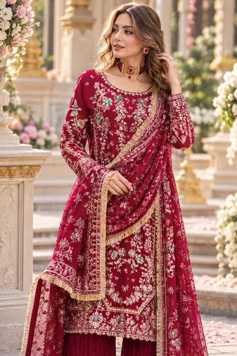 Rani georgette readymade suit with embroidery & sequence work