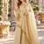 Beige silk blend readymade suit with mirror & border work