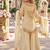 Beige silk blend readymade suit with mirror & border work