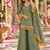 Sage silk blend readymade suit with mirror & border work