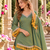 Sage silk blend readymade suit with mirror & border work
