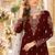 Maroon&grey georgette semi stitched suit with embroidery & sequence work