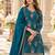Blue chinon semi stitched suit with embroidery & sequence work