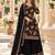 Black chinon semi stitched suit with embroidery & sequence work