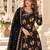 Black chinon semi stitched suit with embroidery & sequence work