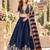 Navy Art Silk Semi Stitched Lehenga Choli with Embroidery Work