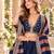 Navy Art Silk Semi Stitched Lehenga Choli with Embroidery Work