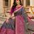 navy blue jacquard saree with silver zari weaving     elegant party wear ethnic saree