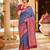 royal blue jacquard saree with silver zari weaving     elegant party wear ethnic saree