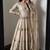 Beige silk blend embroidered anarkali kurta set with pant and dupatta