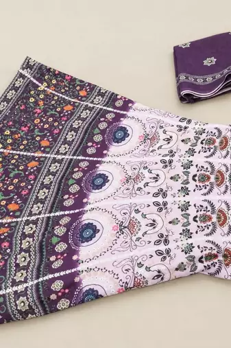 purple  ajarakh print rayon  lehenga choli