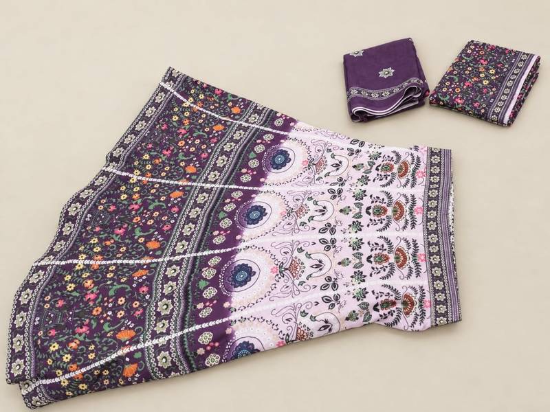 purple  ajarakh print rayon  lehenga choli
