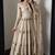 Beige silk blend embroidered anarkali kurta set with pant and dupatta