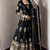 Black silk blend embroidered anarkali kurta set with pant and dupatta