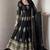 Black silk blend embroidered anarkali kurta set with pant and dupatta