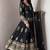 Black silk blend embroidered anarkali kurta set with pant and dupatta