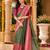 green jacquard saree with silver zari weaving     elegant party wear ethnic saree