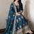 Blue silk blend embroidered anarkali kurta set with pant and dupatta