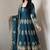 Blue silk blend embroidered anarkali kurta set with pant and dupatta
