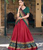 Wonderful Red Digital Printed Silk Wedding Wear Lehenga Choli