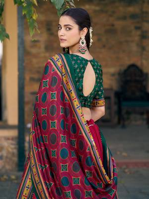 Wonderful Red Digital Printed Silk Wedding Wear Lehenga Choli 5